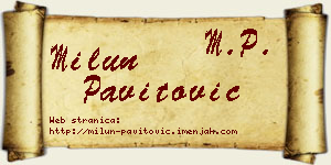 Milun Pavitović vizit kartica
